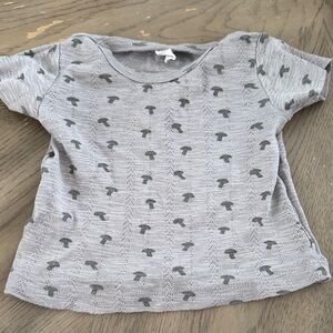 kate quinn Light Gray Mushroom Print Short Sleeve Tee